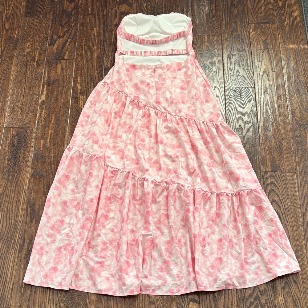 Elegant Pink Strapless Dress - Picture 3 of 4